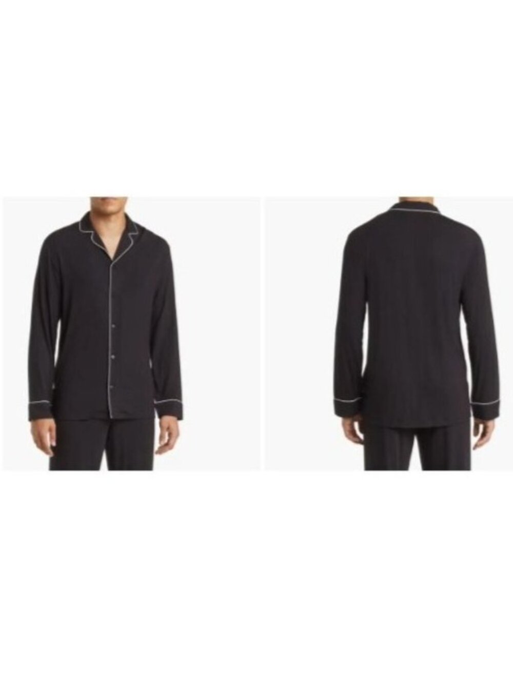 Nordstrom Men’s Moonlight Eco Contrast Piping Pajama Top, Black, S